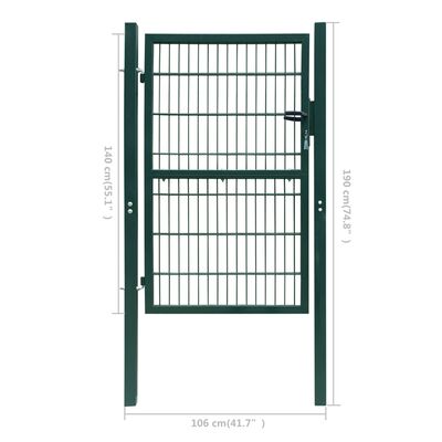 vidaXL 2D Fence Gate (Single) Green 41.7"x74.8"