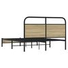 vidaXL Bed Frame Sonoma Oak Steel Double Bed Frame Rectangular