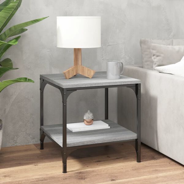 vidaXL Coffee Table Grey Sonoma Engineered wood, steel Small