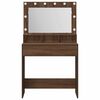 vidaXL Dressing Table with Shelf Brown Oak 29.72 x 16.14 x 53.15 in