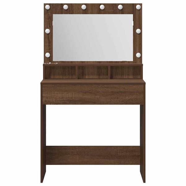 vidaXL Dressing Table with Shelf Brown Oak 29.72 x 16.14 x 53.15 in