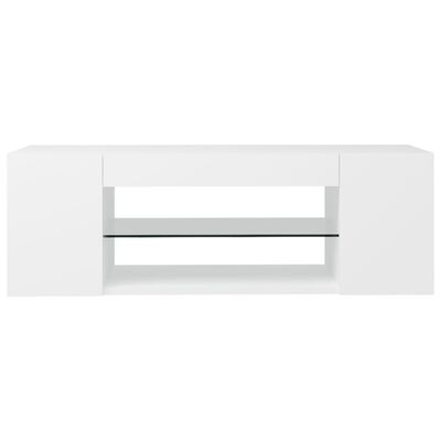 vidaXL TV Stand with LED Lights White 35.4"x15.4"x11.8"