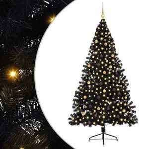 vidaXL Artificial Pre-lit Christmas Tree with 300 LEDs Black 94.5" PVC