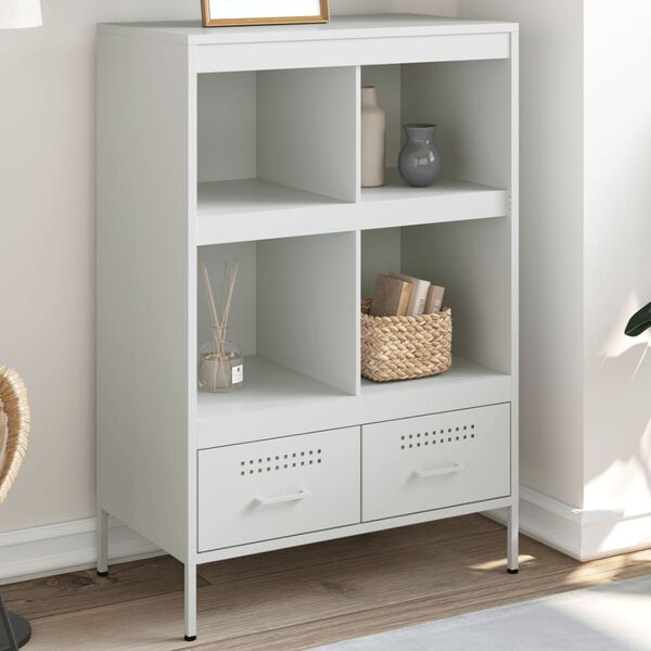 vidaXL Highboard White Cold-rolled steel Small White Highboard