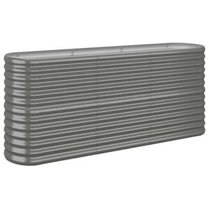 vidaXL Garden Raised Bed Grey Powder-coated steel Large Durable