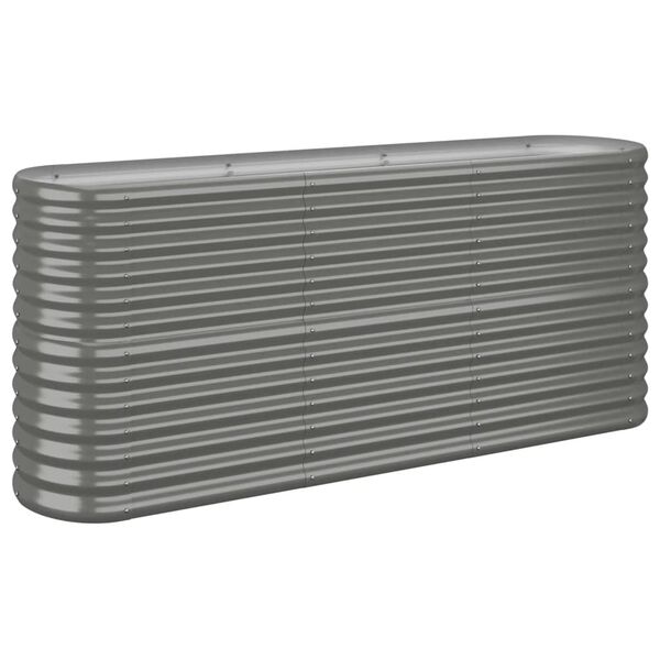 vidaXL Garden Raised Bed Grey Powder-coated steel Large Durable