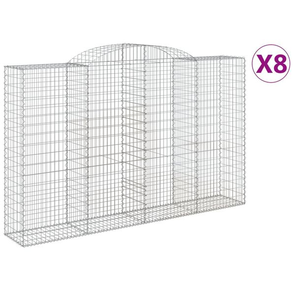 vidaXL Gabion Basket Set of 8 Silver Galvanized iron Large
