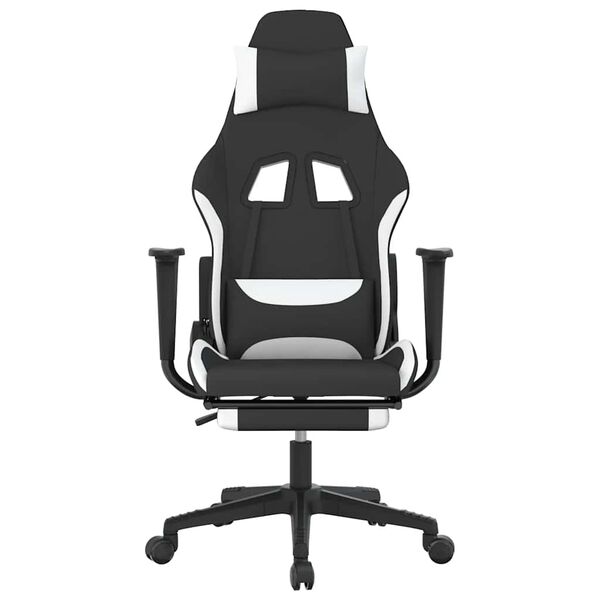 vidaXL Gaming Chair Black and White Polyester Standard Swivel