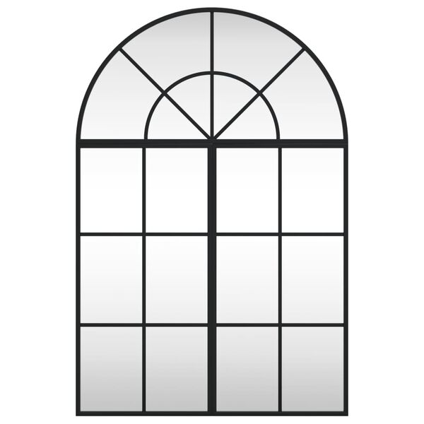 vidaXL Wall Mirror Black Glass, Powder-coated steel 23.6x35.4 in