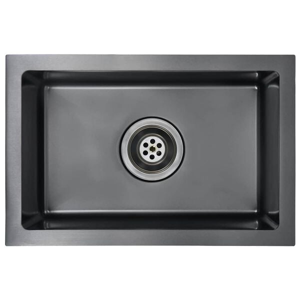 vidaXL Handmade Kitchen Sink Black Stainless Steel