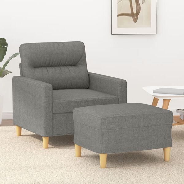 vidaXL Sofa Chair With Footstool Dark Grey