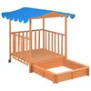 vidaXL Playhouse With Sandbox Natural with blue roof Fir wood Medium