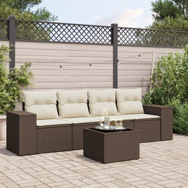 vidaXL Garden Sofa Set Brown PE Rattan Large Modular Garden Sofa Set