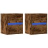 vidaXL Wall-mounted Bedside Cabinet Set of 2 Smoked oak Engineered wood