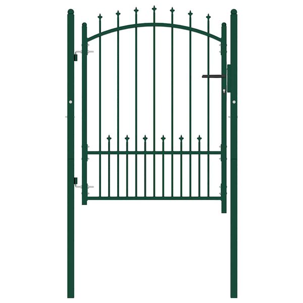 vidaXL Fence Gate with Spikes Steel 39.4x49.2" Green