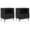 vidaXL Bedside Cabinet Set of 2 Black Engineered wood, iron, aluminum