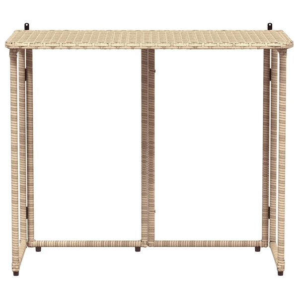 vidaXL Garden Table Beige PE Rattan Compact Foldable