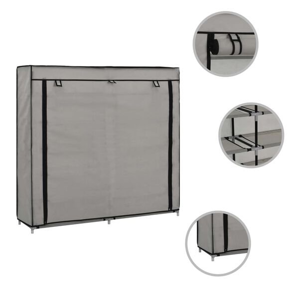 vidaXL Shoe Cabinet Grey Iron and Non-woven Fabric Medium Shoe Cabinet