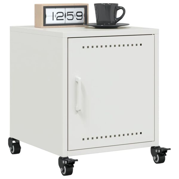 vidaXL Bedside Cabinet Set of 2 White Cold-rolled steel Standard