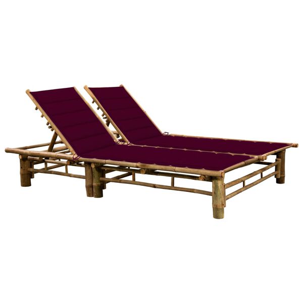 vidaXL Sun Lounger Bamboo For 2 persons Height-Adjustable Sun Lounger