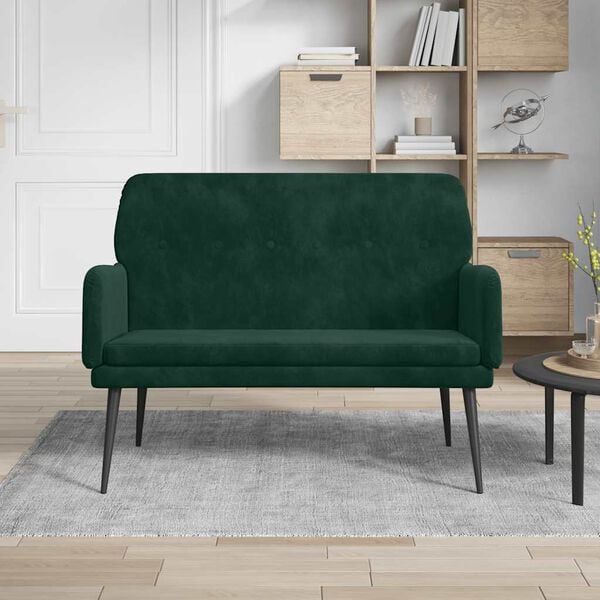 vidaXL Bench Dark Green Velvet (100% polyester), metal, plywood Medium