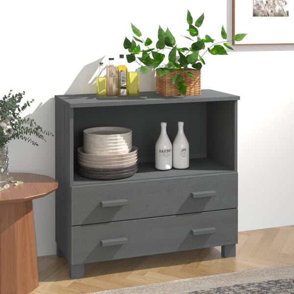 vidaXL Sideboard Dark Gray Solid Pine Wood Medium Sideboard