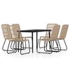 vidaXL Dining Set Black PE rattan, powder-coated steel 7 Piece Set