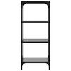 vidaXL Storage Rack Black Stainless Steel, Glass Medium Storage Rack