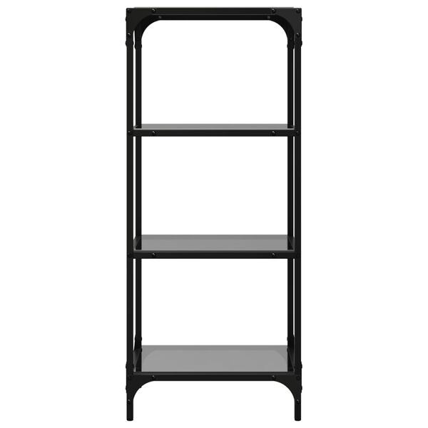vidaXL Storage Rack Black Stainless Steel, Glass Medium Storage Rack