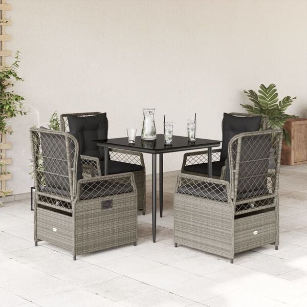 vidaXL Patio Dining Set Set of 4 Light Grey, Black, Dark Gray