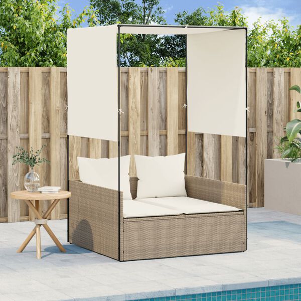 vidaXL Double Sun Lounger Beige and Cream