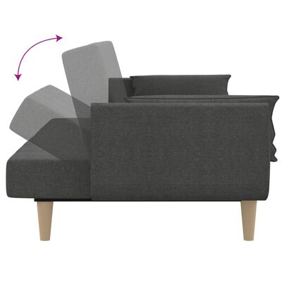 vidaXL 2-Seater Sofa Bed with Two Pillows Dark Gray Fabric