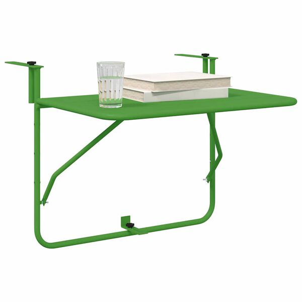 vidaXL Hanging Balcony Table Green 60 x 39 x 65 cm Steel