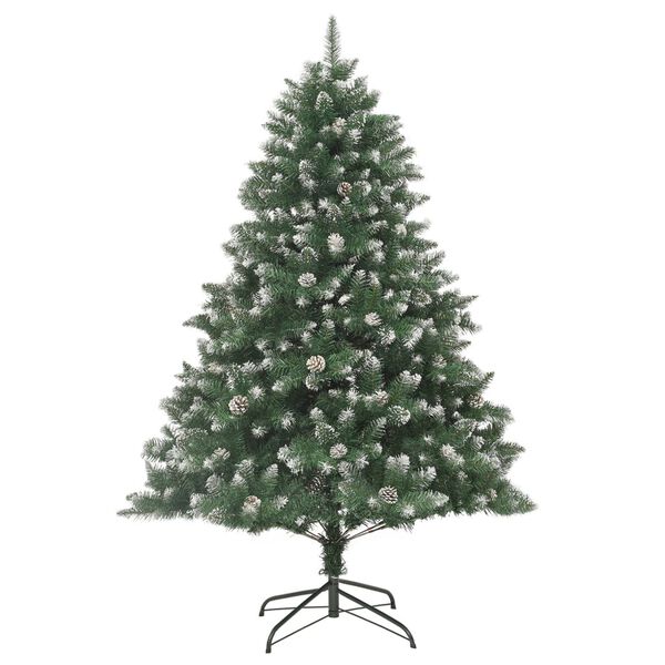 vidaXL Christmas Tree Green and white PVC, steel 82.7 in