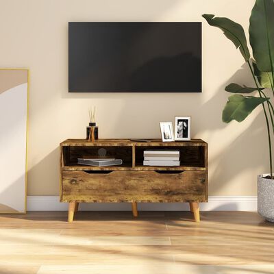 vidaXL TV Stand Smoked Oak 35.4"x15.7"x19.1" Engineered Wood