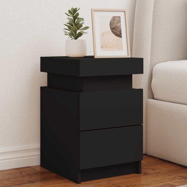 vidaXL Bedside Cabinet Black Engineered wood 13.8x15.4x21.7 in