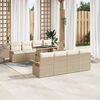 vidaXL Garden Sofa Set with Cushion 9 pcs Beige Poly Rattan
