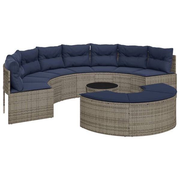 vidaXL Patio Sofa Set Grey and Navy Blue