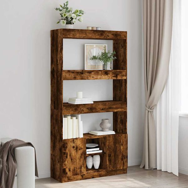 vidaXL Highboard Smoked oak Engineered wood Tall Storage Highboard