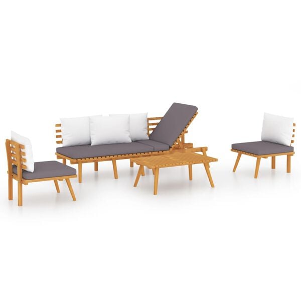 vidaXL Garden Lounge Set Dark grey Solid acacia wood Medium Modular
