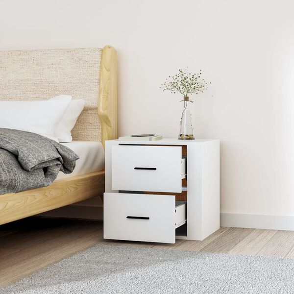 vidaXL Wall-mounted Nightstand White Engineered wood Medium