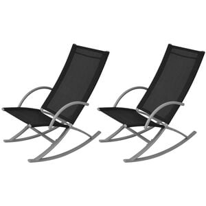 vidaXL Garden Chair Set of 2 Black Steel frame and textilene fabric