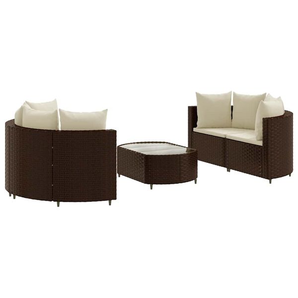 vidaXL Patio Sofa Set Set of 5 Brown