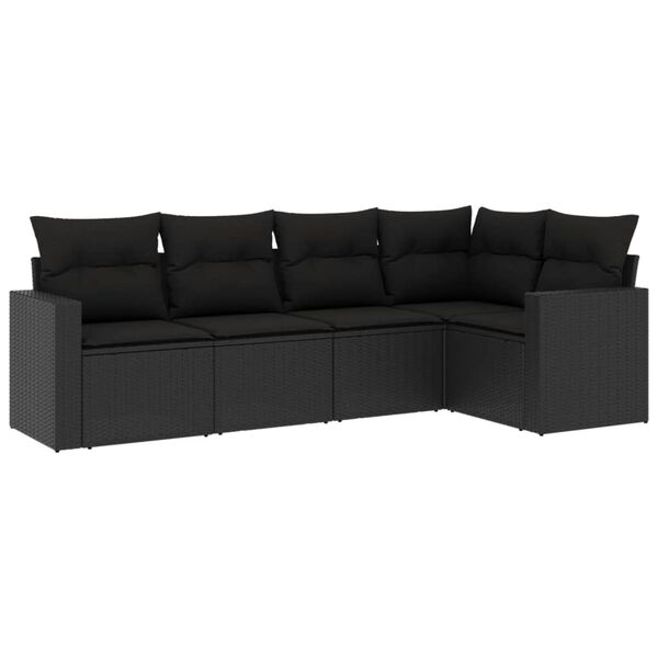 vidaXL Garden Sofa Set Black PE rattan Large Adjustable Feet