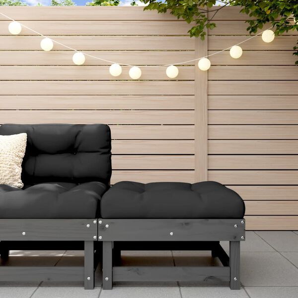 vidaXL Garden Footstool Grey Solid Pine Wood Standard Modular