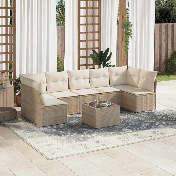 vidaXL Garden Sofa Set Beige PE Rattan Compact to Large Modular Set