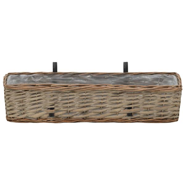 vidaXL Balcony Planter Set of 2 Brown Wicker 23.6 in Hanging mounting
