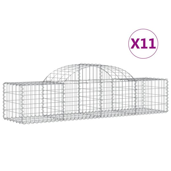 vidaXL Gabion Basket Set of 11 Silver Galvanized iron Large Durable