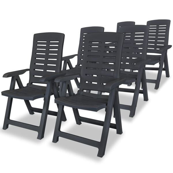 vidaXL Garden Chair Set of 6 Anthracite Plastic Standard Foldable