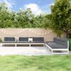 vidaXL Garden Lounge Set White Solid pine wood, Plywood Big Modular